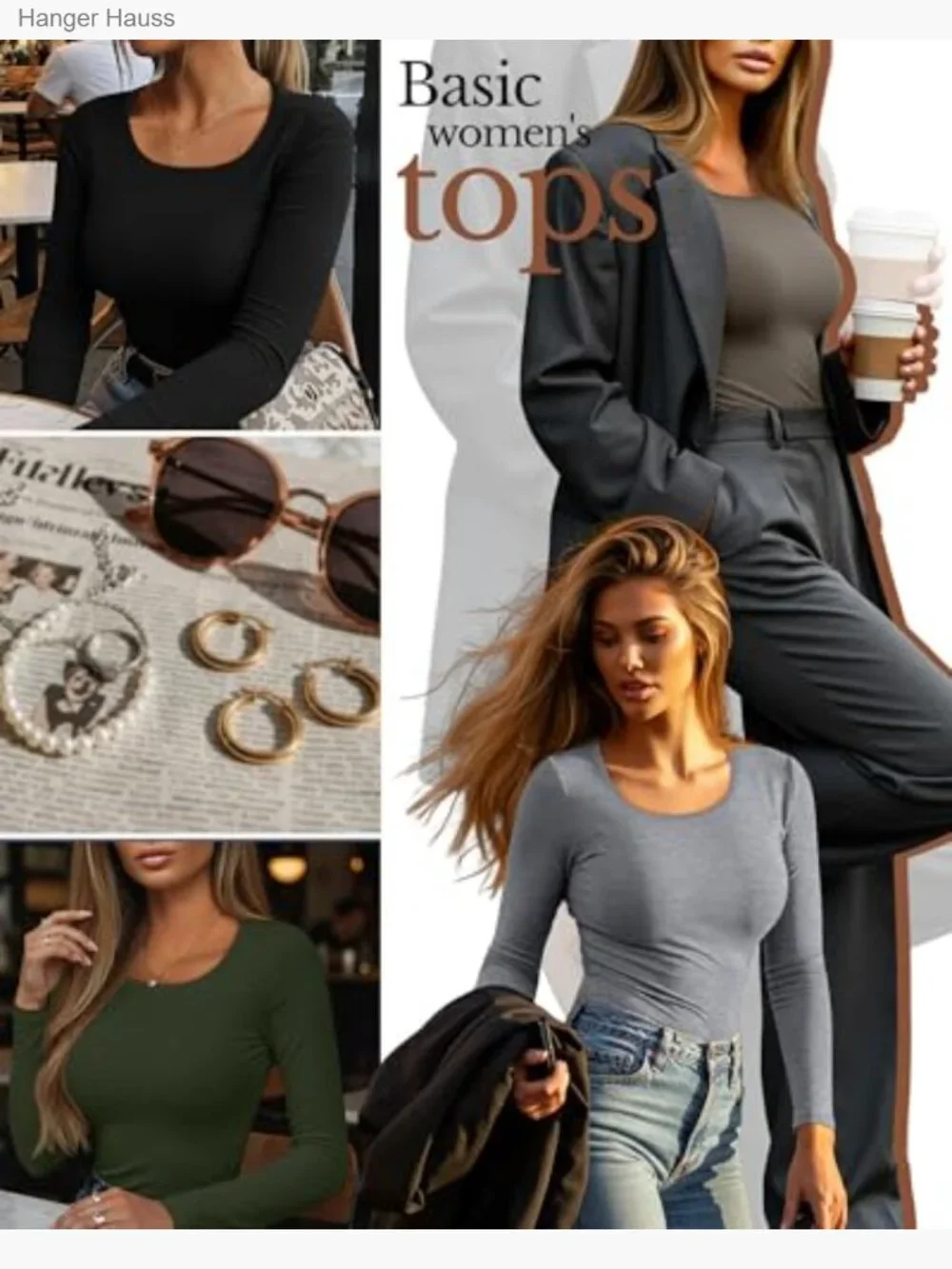 4 Pack Fleece Lined Thermal Tops Long Sleeve Scoop Neck Base Layer